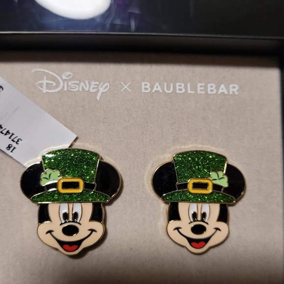 NWT!! Baublebar x Disney Mickey Mouse St. Patrick's Day earrings - Picture 2 of 3